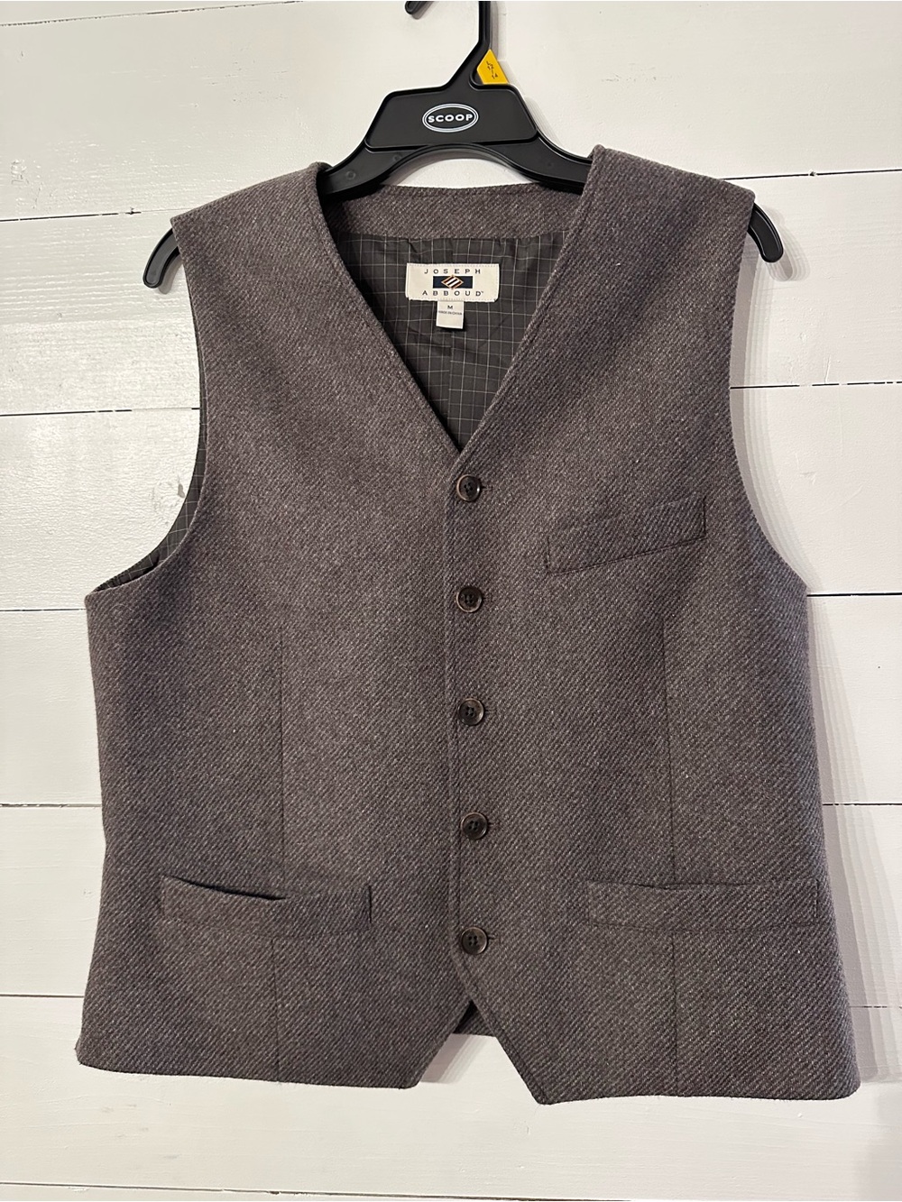 Joseph Abboud Charcoal Herringbone Wool-Blend Vest